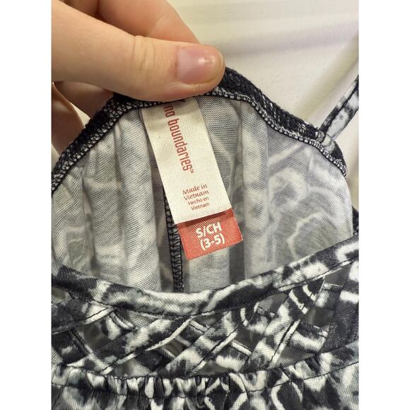 Black and White Y2K Geometric Pattern Strapless Short Sundress Beach Coverup, - Picture 2 of 10